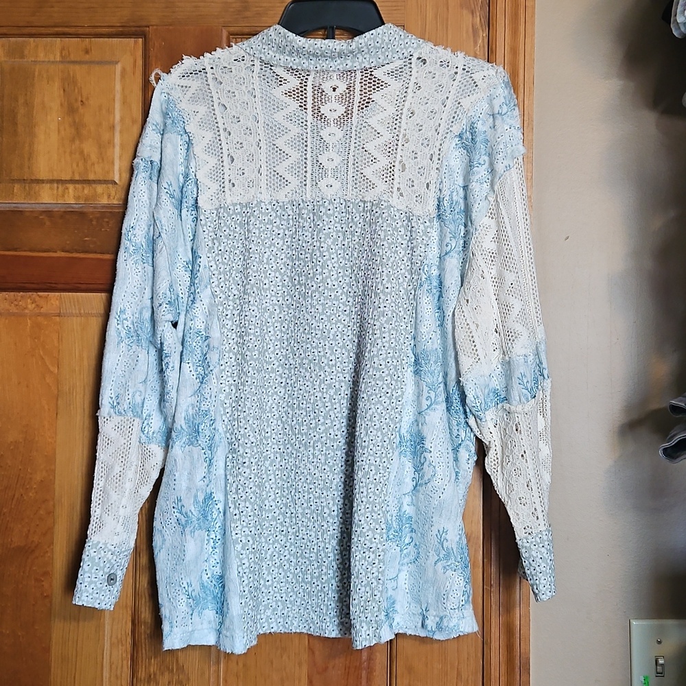 POL Crochet Patchwork Oversized Boho Button-Front… - image 7